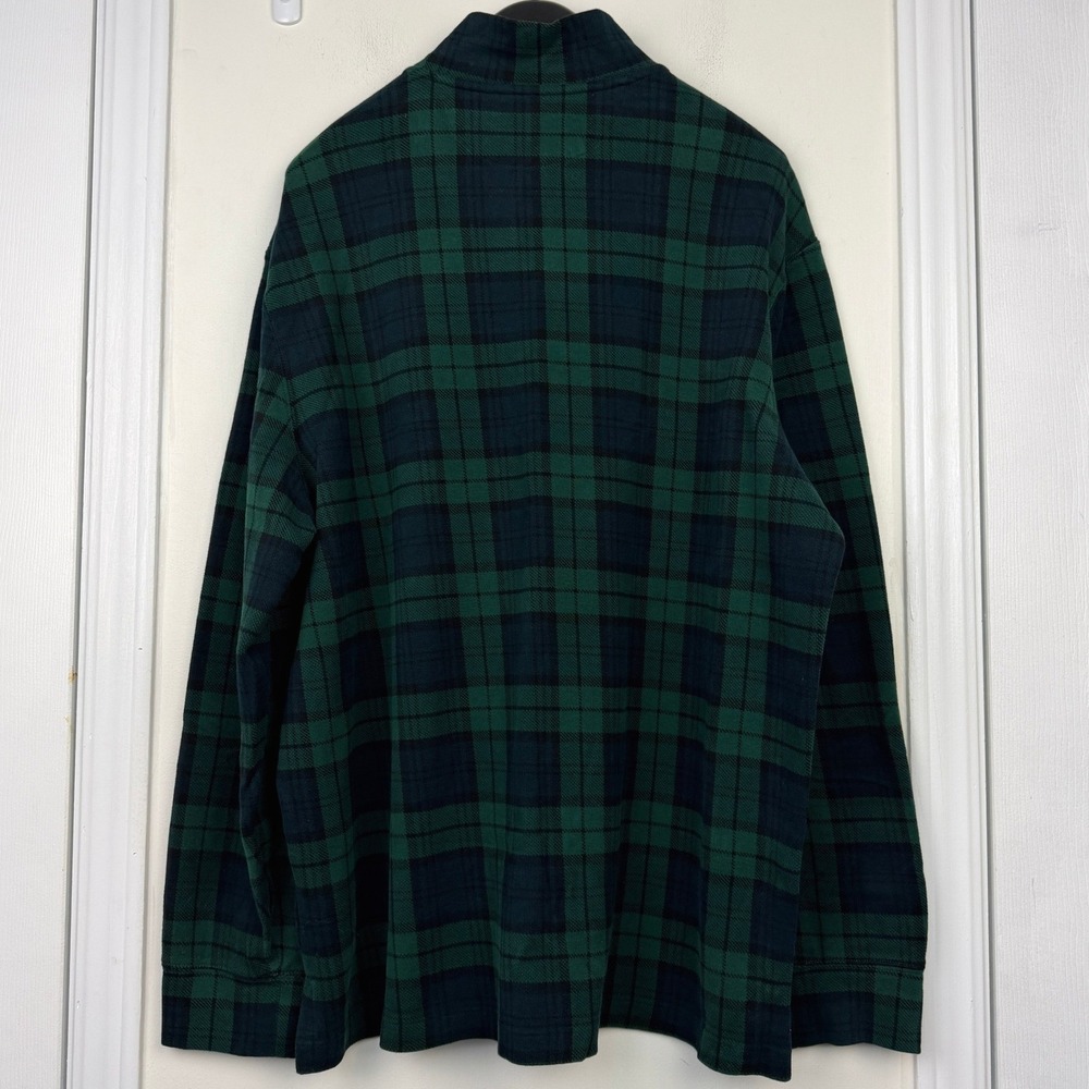 Polo Ralph Lauren Estate Rib Pullover Mens XL COTTON 1/4 Zip Green Black Plaid - Picture 4 of 10